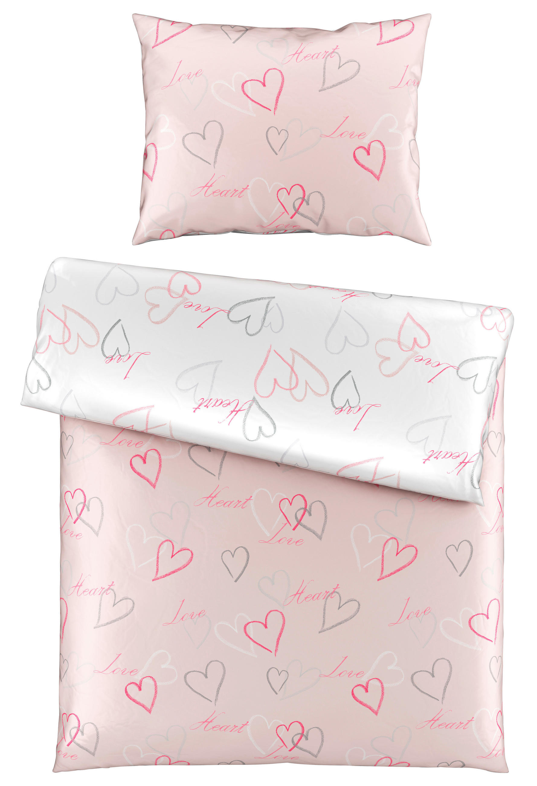 POSTELJINA S DVA LICA 140/200 cm HEART - ružičasta, Trend, tekstil (140/200cm) - Esposa