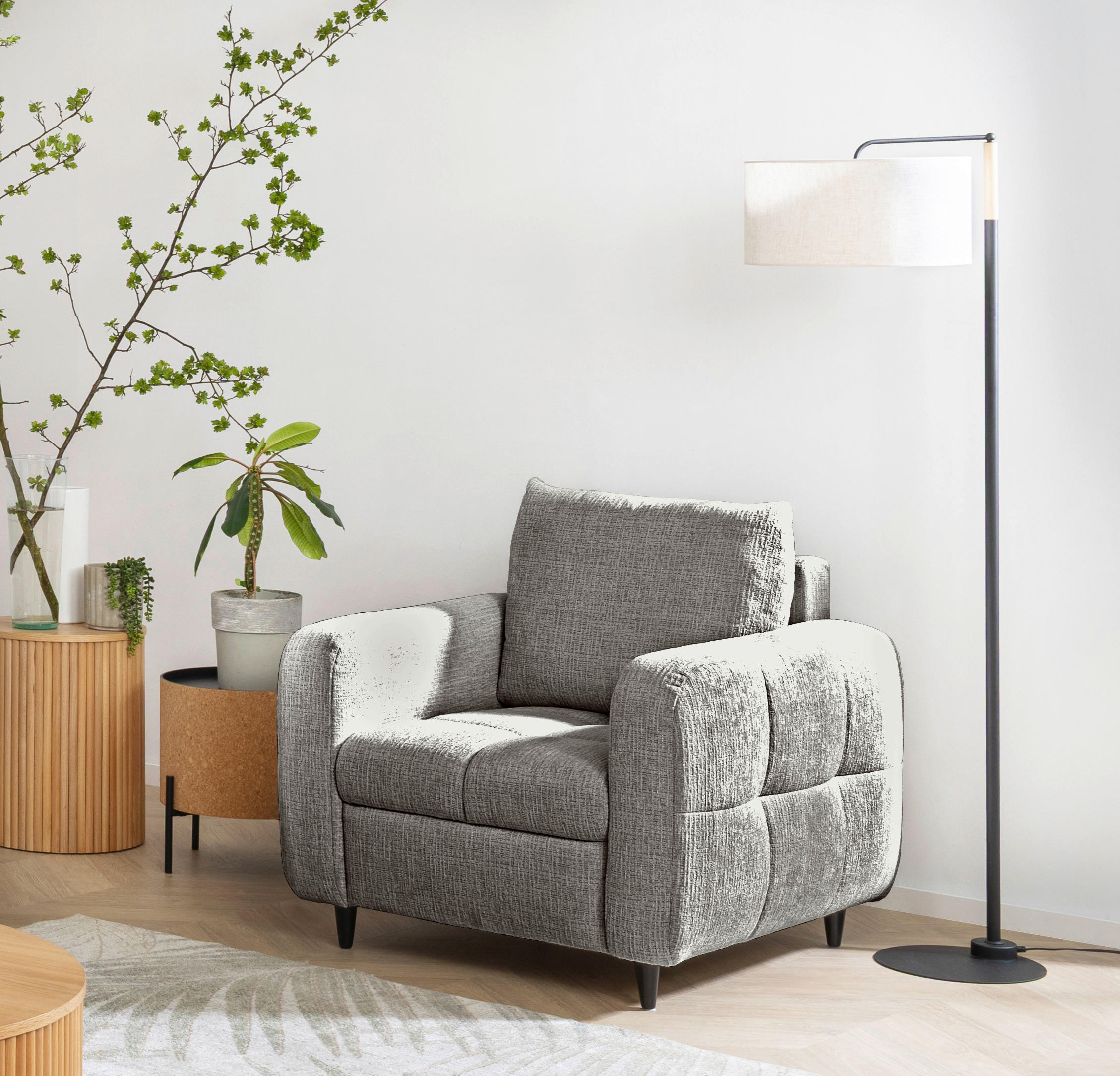 COCKTAILSESSEL Flachgewebe Dunkelgrau    - Dunkelgrau/Schwarz, Design, Holz/Textil (90/88/91cm) - Lomoco
