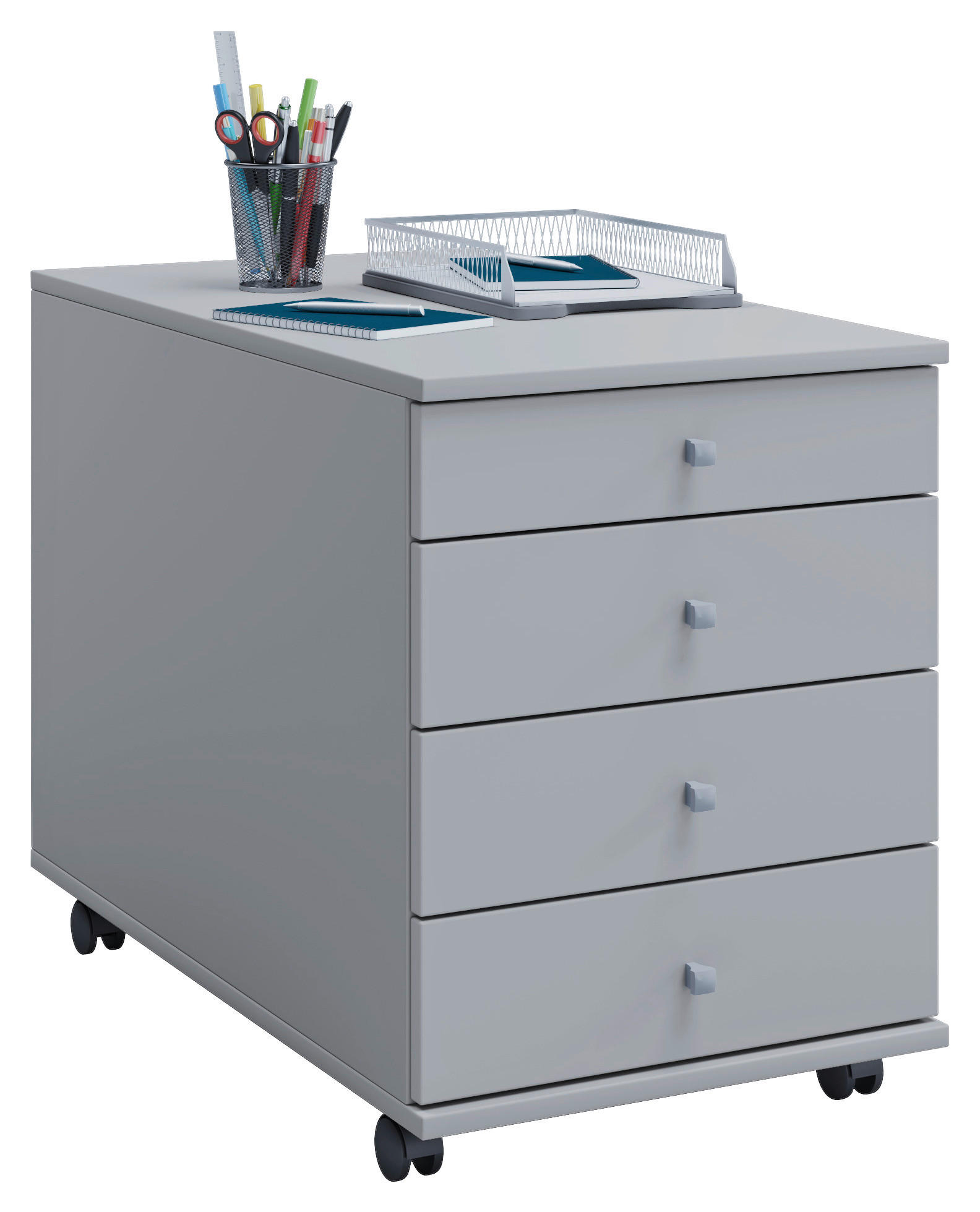 ROLLCONTAINER Grau  - Silberfarben/Grau, Basics, Holzwerkstoff/Kunststoff (42/57/80cm) - MID.YOU