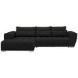 ECKSOFA in Webstoff Schwarz  - Silberfarben/Schwarz, MODERN, Kunststoff/Textil (218/304cm) - Carryhome