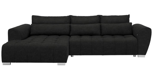 ECKSOFA in Webstoff Schwarz  - Silberfarben/Schwarz, MODERN, Kunststoff/Textil (218/304cm) - Carryhome