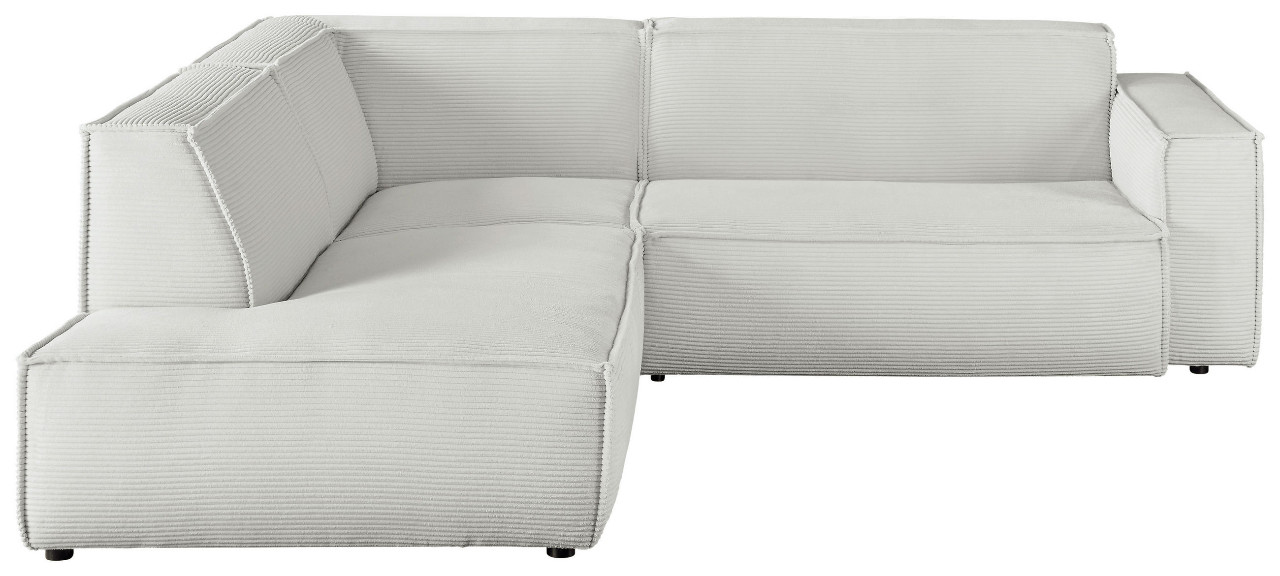 ECKSOFA  in Cord Hellgrau Rücken echt  224/254 cm  - Hellgrau/Schwarz, KONVENTIONELL, Kunststoff/Textil (224/254cm) - Hom`in