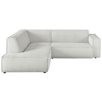 ECKSOFA  in Cord Hellgrau Rücken echt  224/254 cm  - Hellgrau/Schwarz, KONVENTIONELL, Kunststoff/Textil (224/254cm) - Hom`in