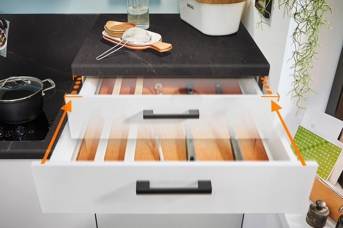 KÜCHENBLOCK 180 cm   in Graphitfarben, Hellgrau  - Dunkelgrau/Hellgrau, Design, Holzwerkstoff/Metall (180cm) - Pino