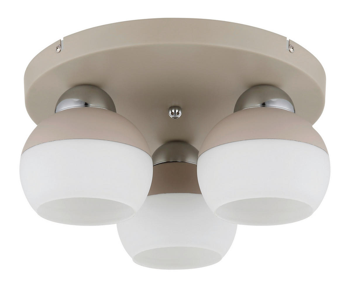 DECKENLEUCHTE  31,5/15,5 cm    - Sandfarben/Opal, Design, Glas/Metall (31,5/15,5cm) - Globo