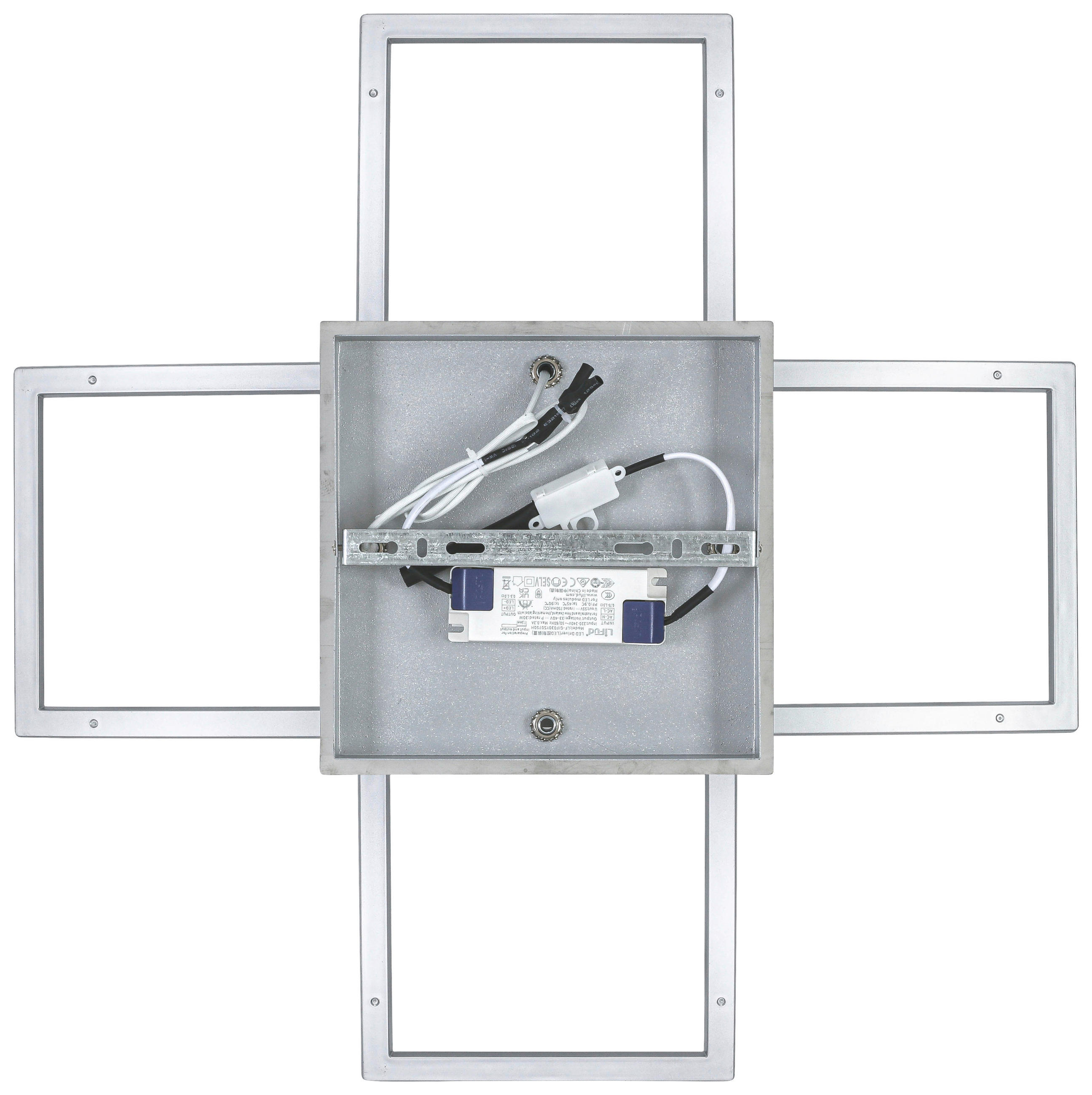 DECKENLEUCHTE 59/59/13 cm   - Chromfarben/Silberfarben, Trend, Kunststoff/Metall (59/59/13cm) - Novel