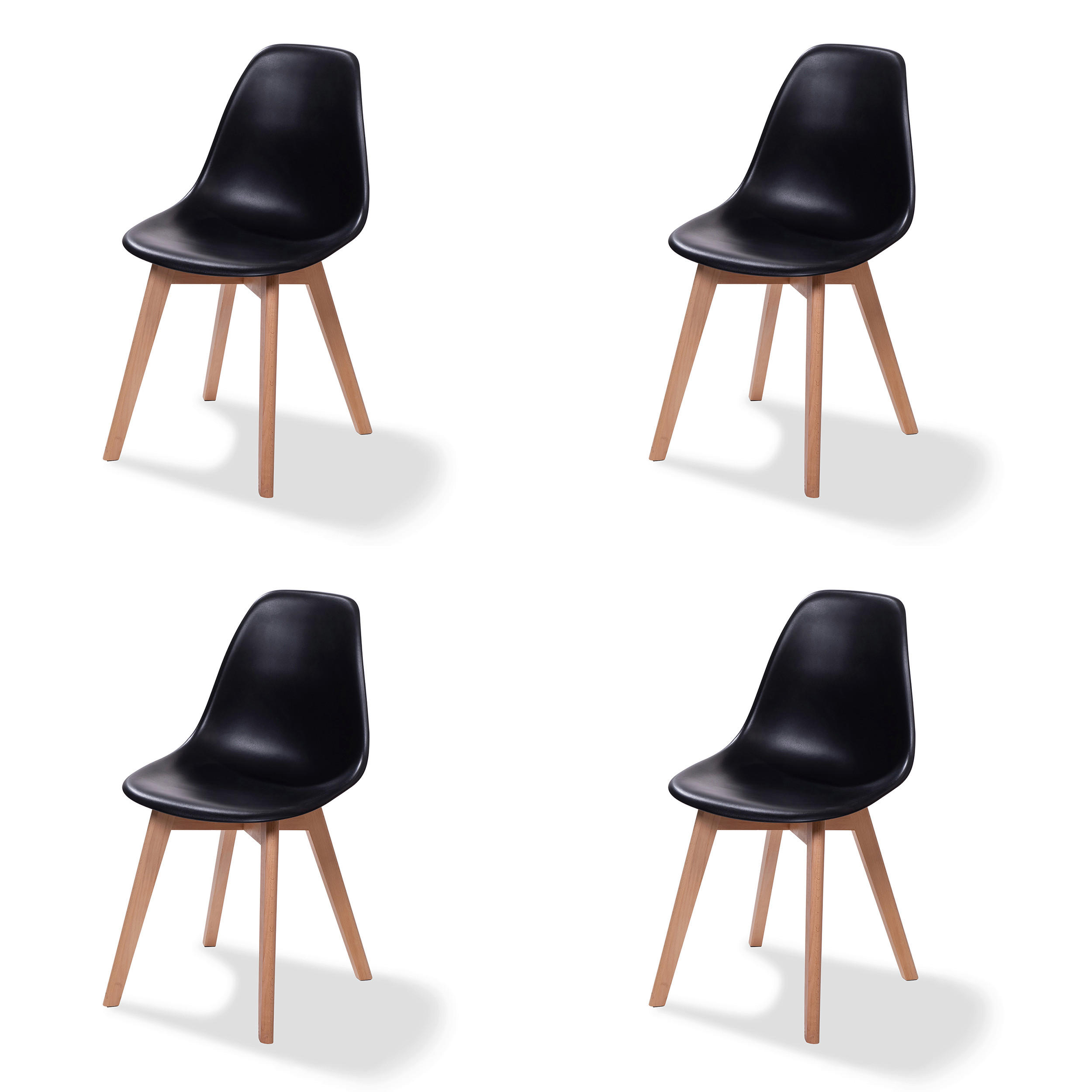 STUHL-SET 4 Stück stapelbar, UV-beständig   - Schwarz, MODERN, Holz/Metall (47/83/53cm) - MID.YOU