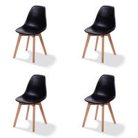 STUHL-SET 4 Stück stapelbar, UV-beständig   - Schwarz, MODERN, Holz/Metall (47/83/53cm) - MID.YOU