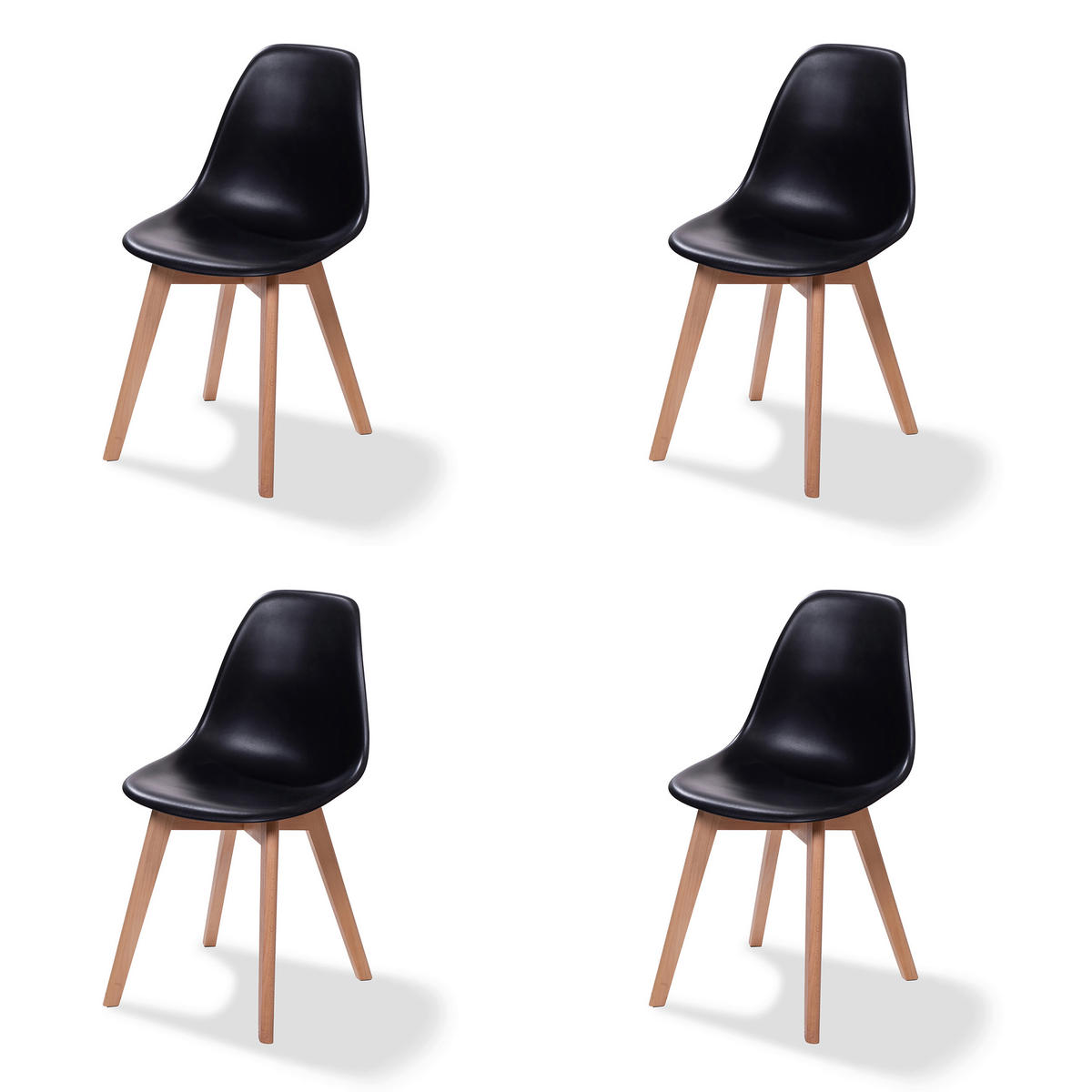 STUHL-SET 4 Stück stapelbar, UV-beständig   - Schwarz, MODERN, Holz/Metall (47/83/53cm) - MID.YOU