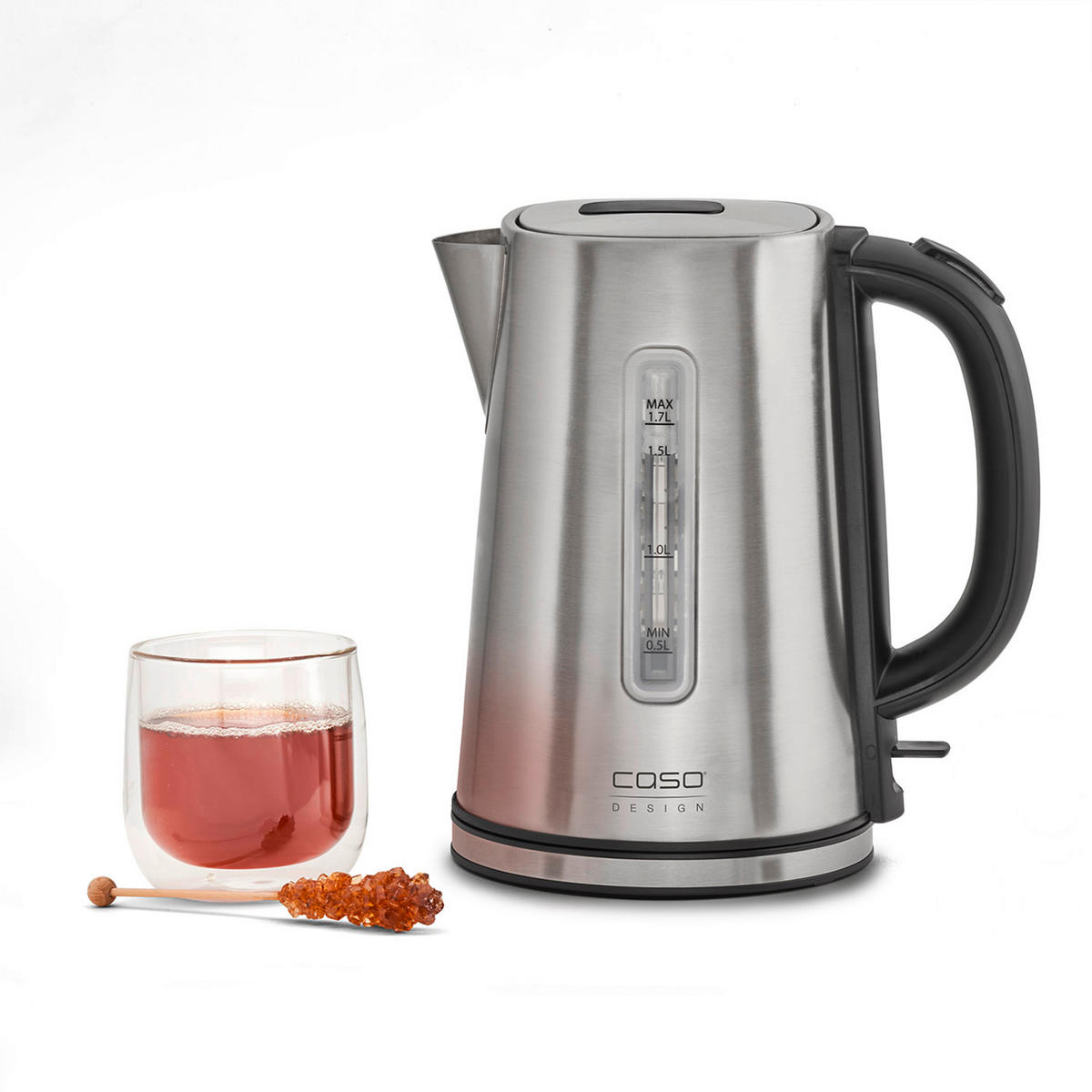 WASSERKOCHER 1,7 l  - Edelstahlfarben/Schwarz, Basics (15,5/24/22cm) - CASO Design