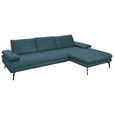 ECKSOFA in Echtleder Blau  310/180 cm  - Blau/Schwarz, Design, Leder/Metall (310/180cm) - Dieter Knoll