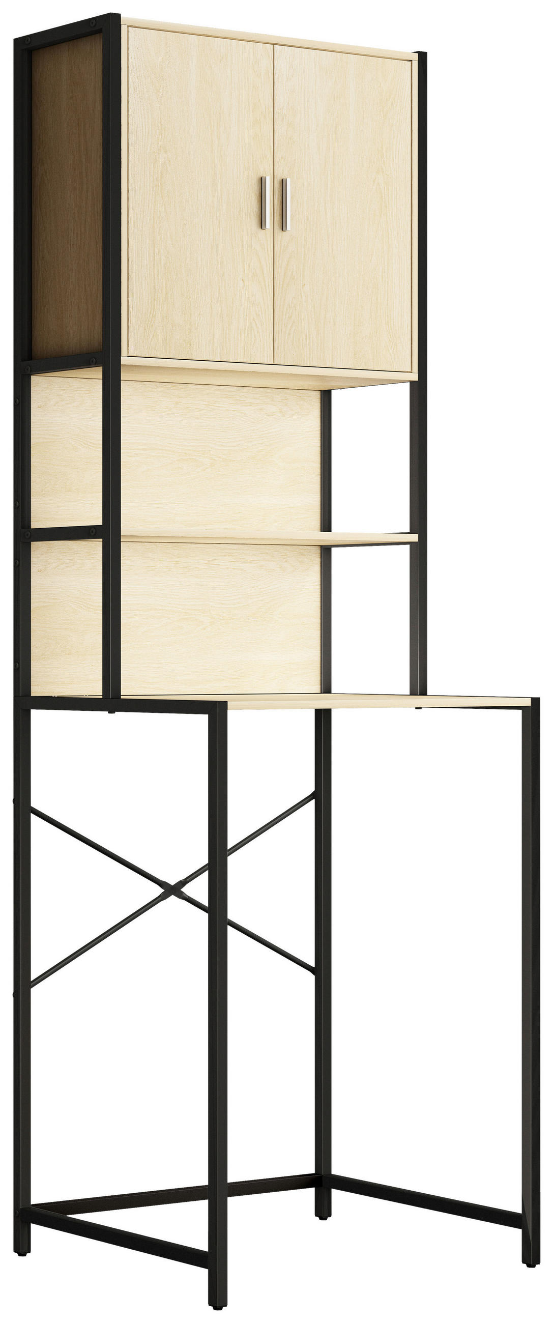 WASCHMASCHINENSCHRANK  in Honigeiche  - Honigeiche/Schwarz, MODERN, Holzwerkstoff/Metall (64/189/48cm) - MID.YOU