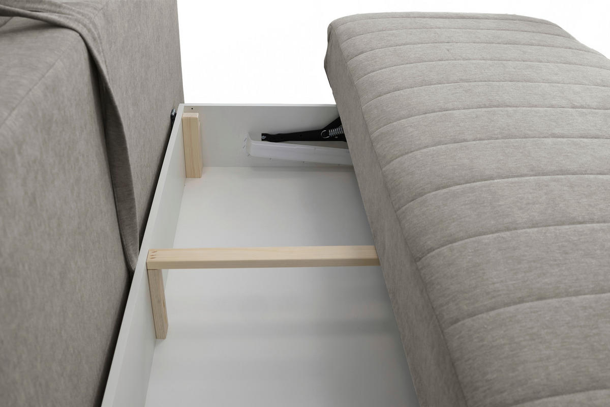 SCHLAFSOFA  mit Liegefunktion Flachgewebe Taupe  - Taupe/Schwarz, Basics, Textil/Metall (202/98/78cm) - Livetastic