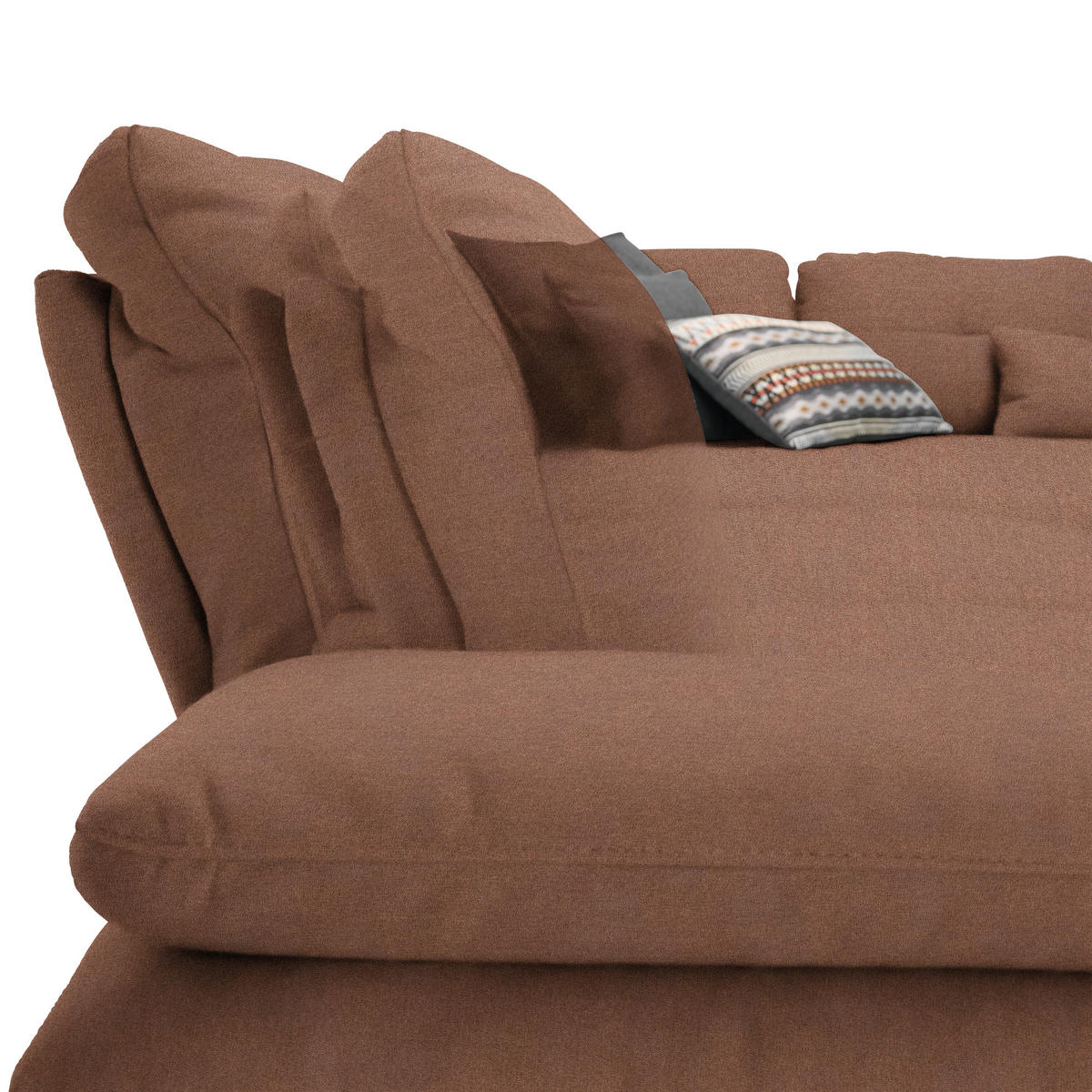 ECKSOFA in Flachgewebe Braun  - Schwarz/Braun, Design, Textil/Metall (344/271cm) - Chilliano