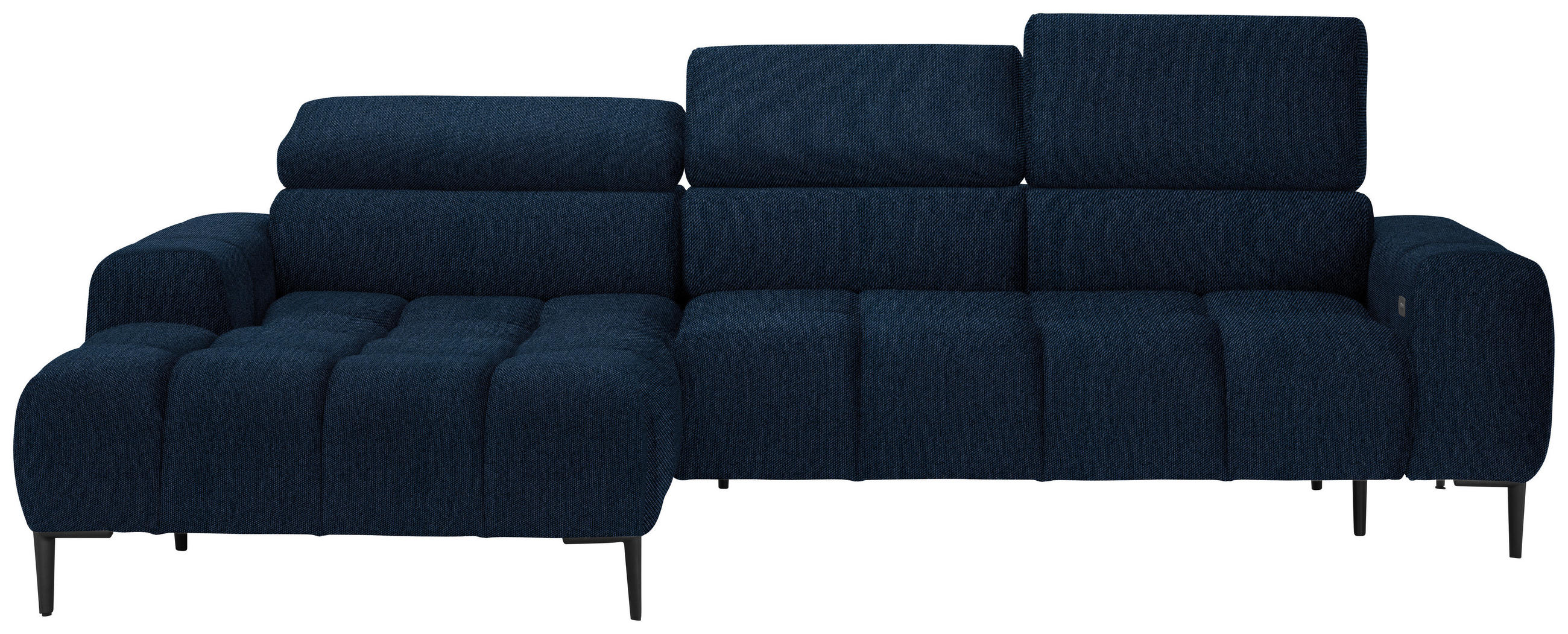 ECKSOFA in Webstoff Dunkelblau  - Schwarz/Dunkelblau, Design, Textil/Metall (177/270cm) - Welnova
