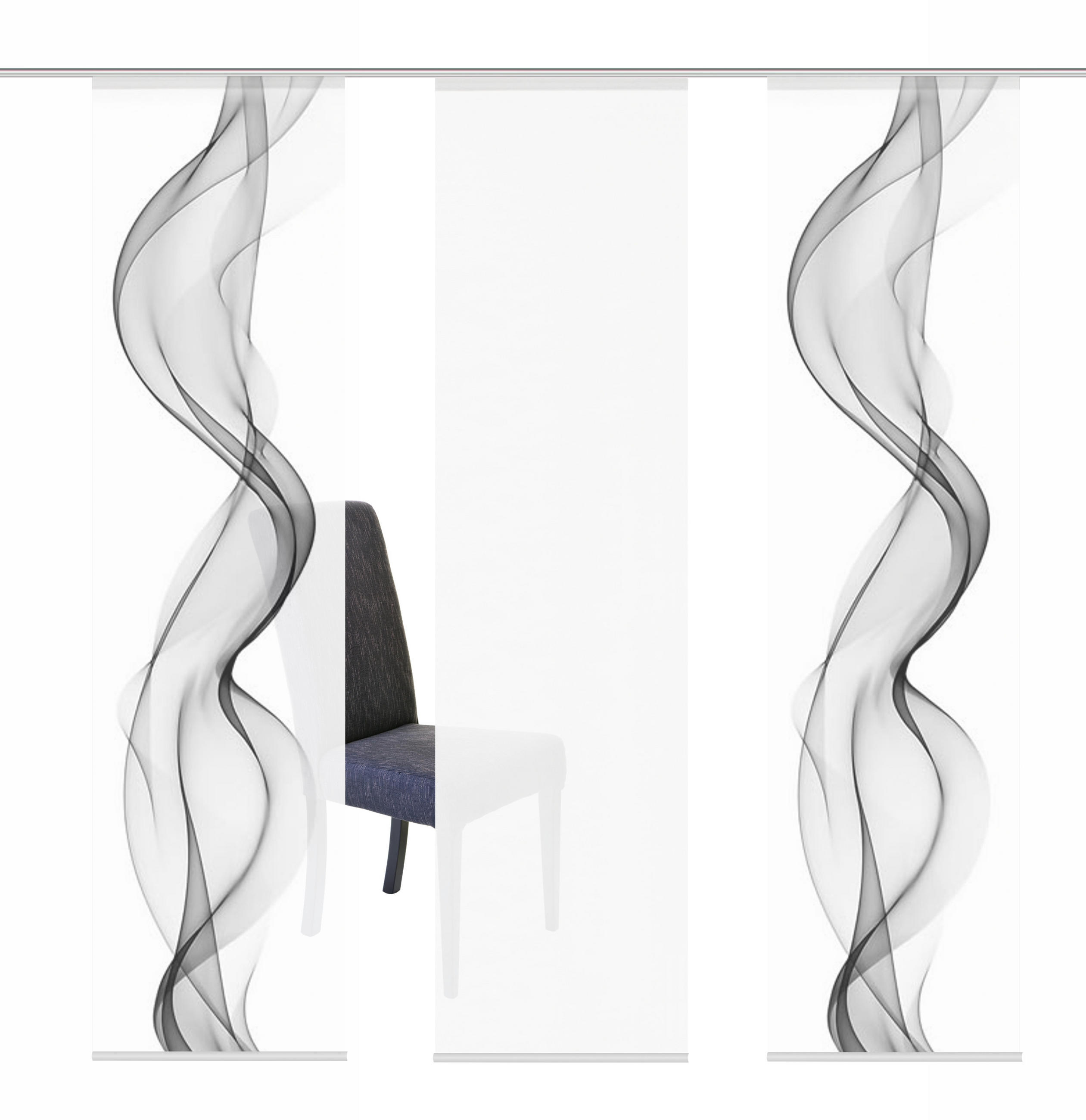 FLÄCHENVORHANG in Grau halbtransparent - Grau, Design, Textil (3x60/245cm)