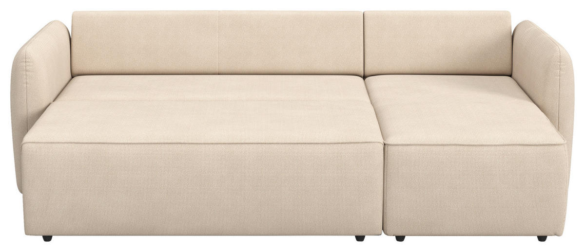 ECKSOFA Chenille Naturfarben  - Schwarz/Naturfarben, Trend, Kunststoff/Textil (239/170cm) - MID.YOU