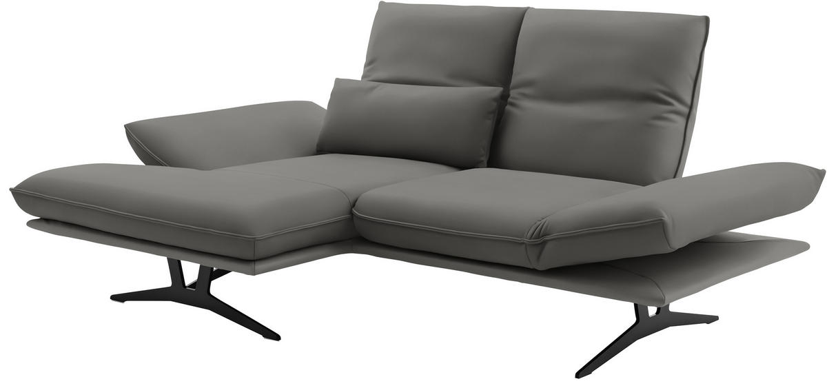 ECKSOFA in Echtleder Hellgrau  130/210 cm  - Gelb/Hellgrau, Design, Leder/Metall (130/210cm) - Dieter Knoll