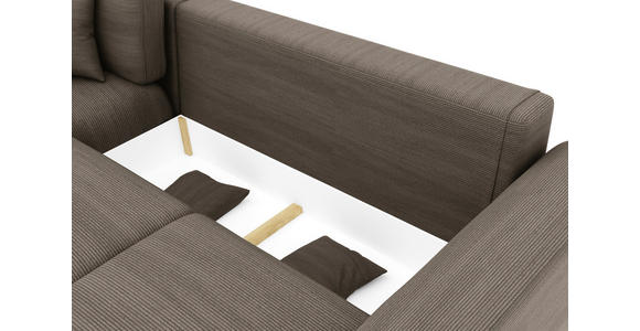 ECKSOFA Taupe Cord - Taupe/Chromfarben, KONVENTIONELL, Kunststoff/Textil (195/293cm) - Carryhome