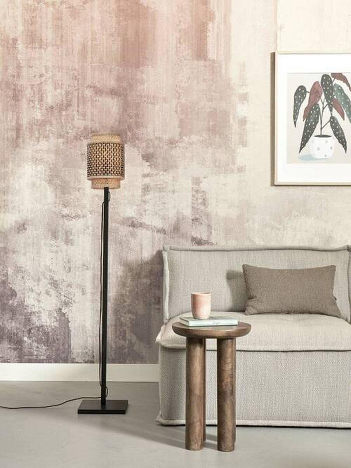STEHLEUCHTE 20/135 cm    - Schwarz/Naturfarben, Trend, Holz (20/135cm) - Good & Mojo