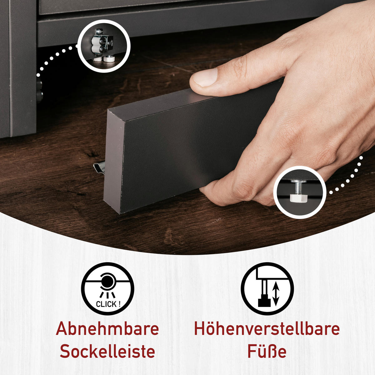 MEHRZWECKSCHRANK 67/164/68 cm  in Anthrazit  - Anthrazit/Schwarz, MODERN, Holzwerkstoff/Metall (67/164/68cm) - home24