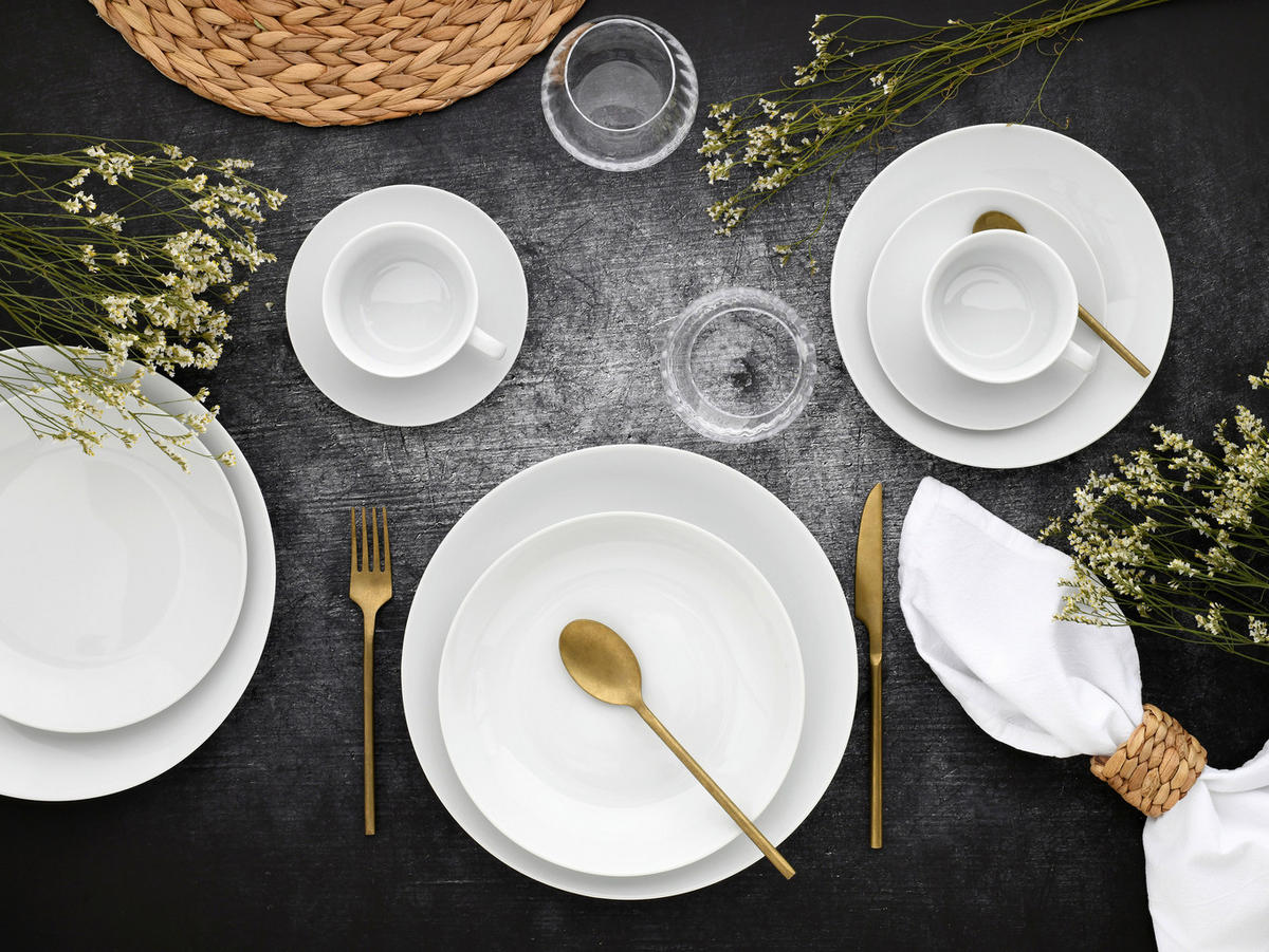 KOMBINOVANÝ SERVIS, 30-dielne, porcelán - biela, Basics, keramika - Creatable