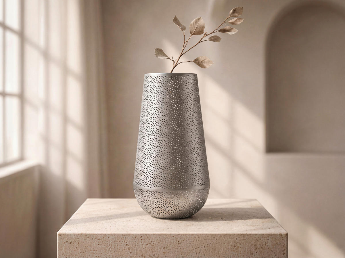 DEKORAČNÍ VÁZA, kov, 47 cm - barvy stříbra, Design, kov (25/47/25cm) - Livetastic
