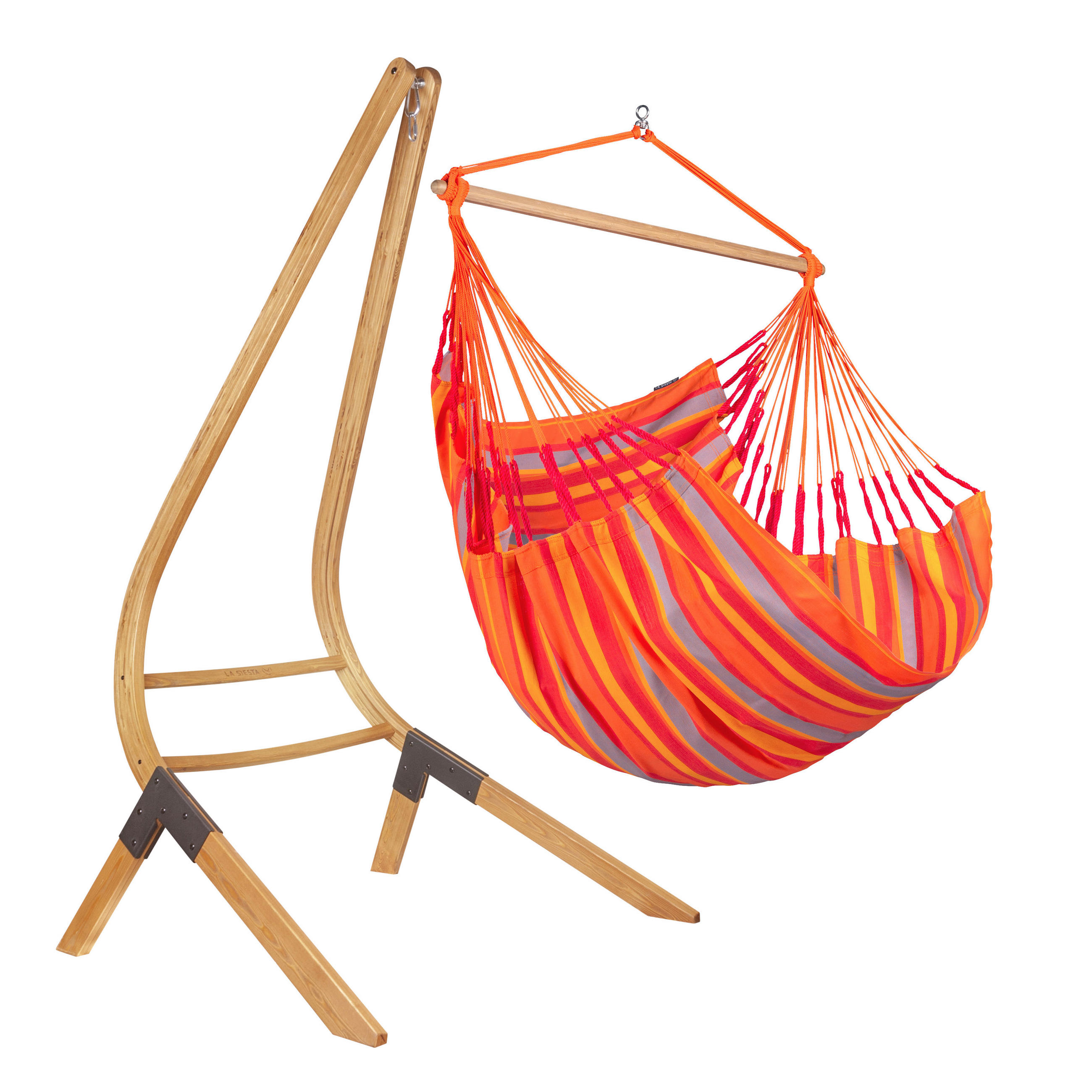 HÄNGESESSEL comfort outdoor 110/160/180 cm  - Gelb/Rot, LIFESTYLE, Holz/Textil (110/160/180cm) - La Siesta