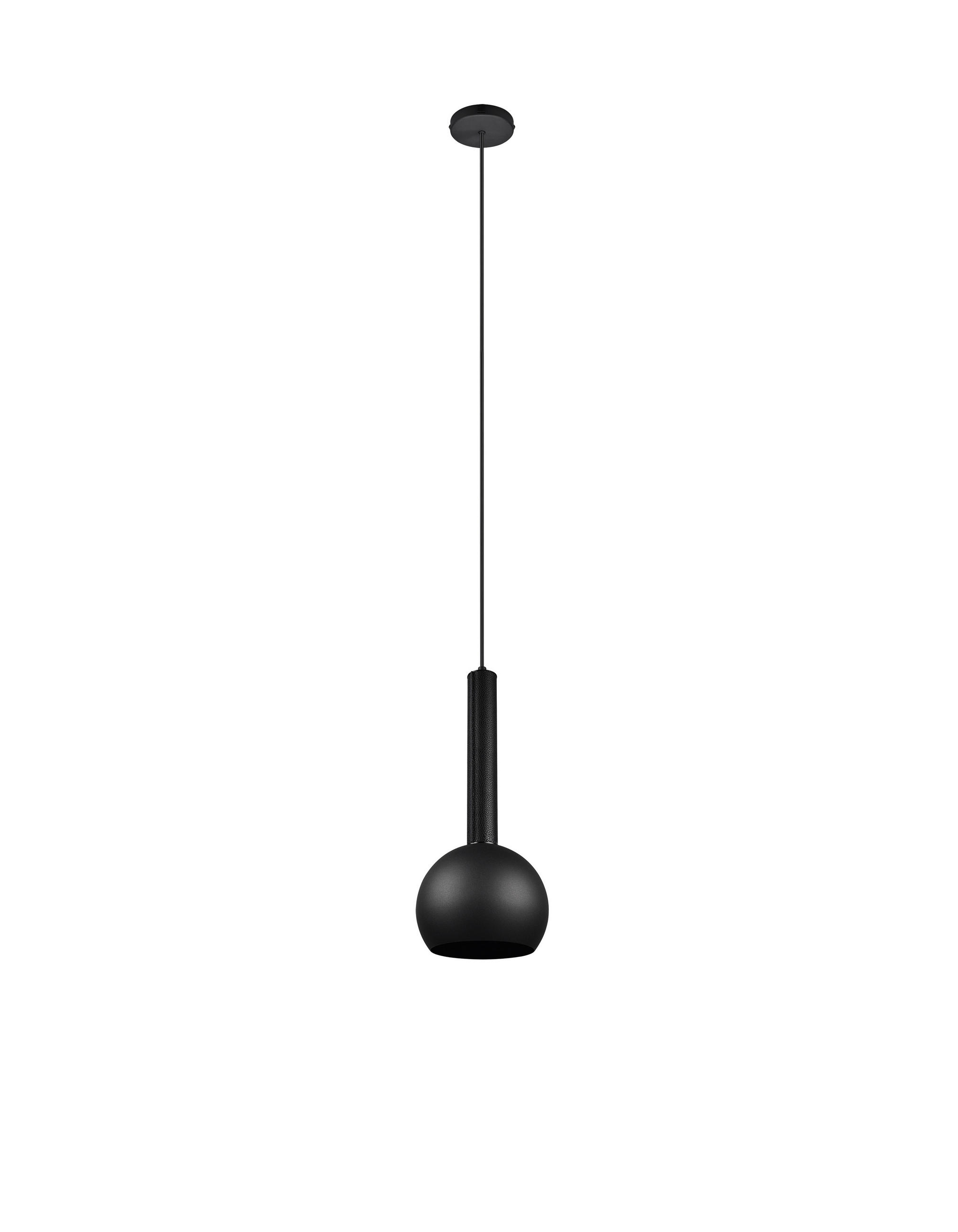 HÄNGELEUCHTE 20/200 cm  - Schwarz, Design, Leder/Metall (20/200cm) - Cinque