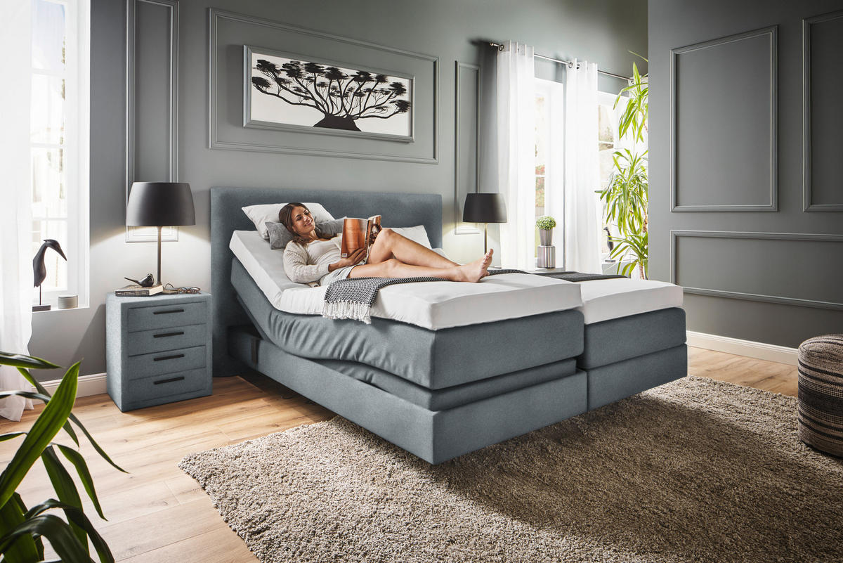 BOXSPRINGBETT 200/200 cm  in Grau  - Grau, Konventionell, Holz/Textil (200/200cm) - Dieter Knoll