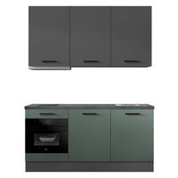 KÜCHENBLOCK 180 cm   in Graphitfarben, Dunkelgrün  - Dunkelgrün/Schieferfarben, Basics, Holzwerkstoff/Metall (180cm) - Impuls
