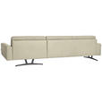 ECKSOFA in Echtleder Ecru  - Ecru/Anthrazit, KONVENTIONELL, Leder/Metall (324/182cm) - Ambiente