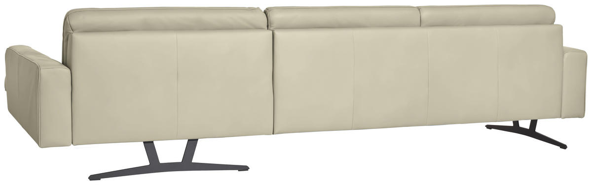 ECKSOFA in Echtleder Ecru  - Ecru/Anthrazit, Konventionell, Leder/Metall (324/179cm) - Johann Jakob