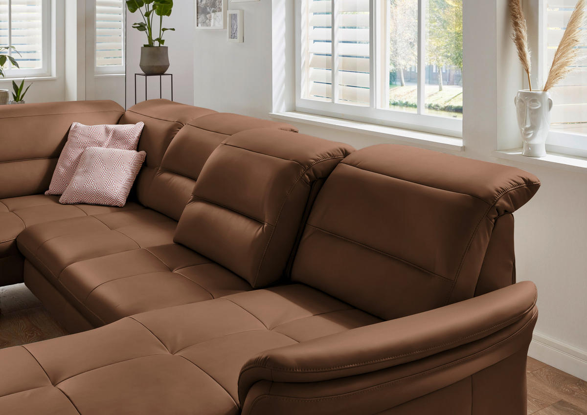 SALON PANORAMIQUE in Echtleder Braun  - Schwarz/Braun, Design, Leder/Metall (206/336/181cm) - Beldomo Speed