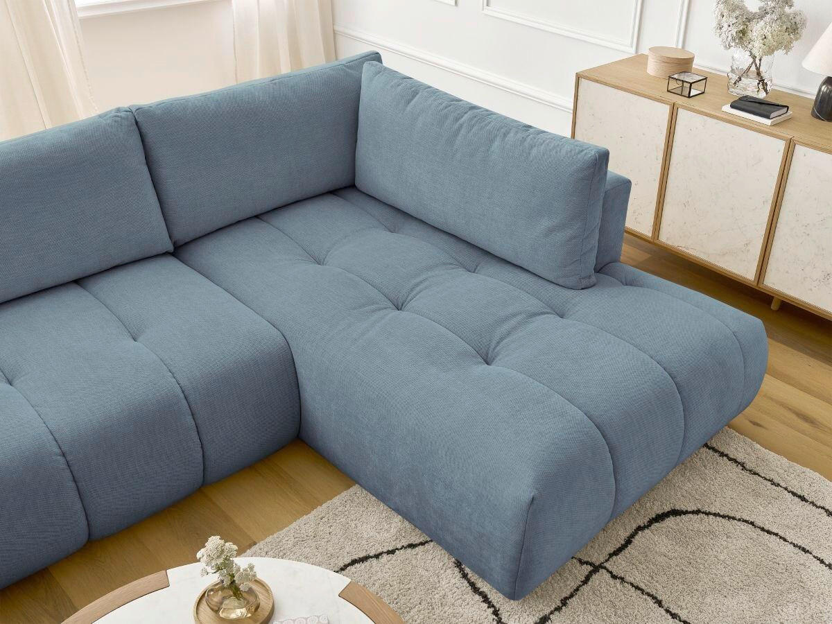 WOHNLANDSCHAFT  FUJI  Hellblau Leinenoptik  - Schwarz/Hellblau, MODERN, Kunststoff/Textil (160/377/204cm)