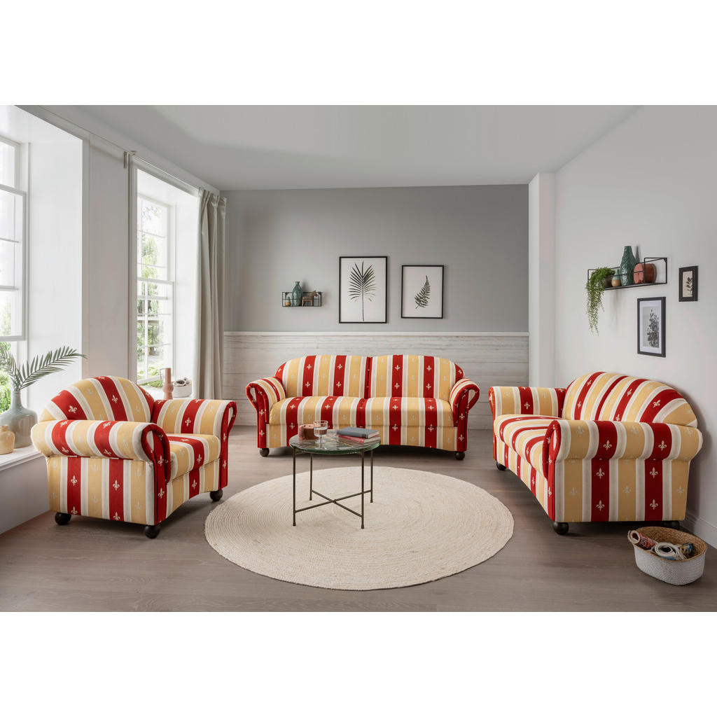 Thumbnail - Livetastic 2-Sitzer-Sofa, Rot, Textil, Buche, Streifen, 151x84x80 cm, Made in EU, Typenauswahl, Rücken echt, Wohnzimmer,...