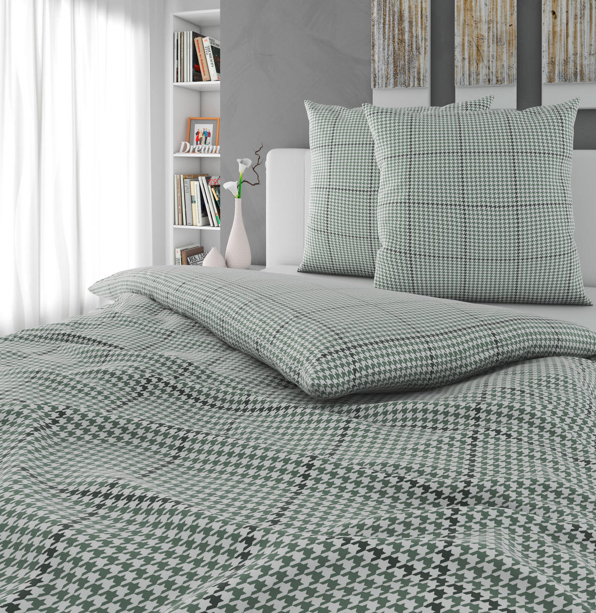 BETTWÄSCHE 3-teilig Satin 200/200 cm  - Salbeigrün, Textil (200/200cm) - Bio:Vio