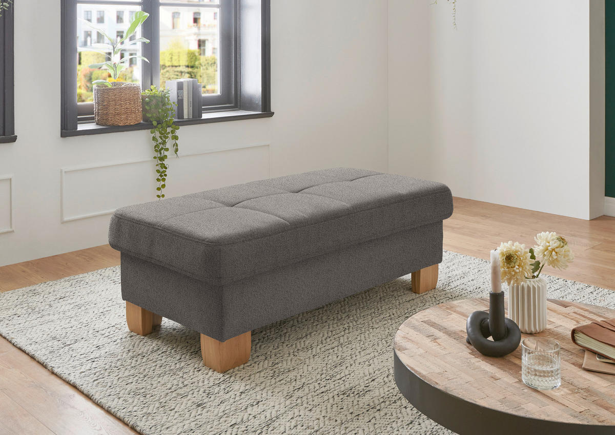 ECKSOFA in Flachgewebe Braun  - Wildeiche/Braun, Natur, Holz/Textil (243/301cm) - Voleo