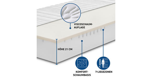 KALTSCHAUMMATRATZE 100/200 cm Höhe ca. 21 cm  - KONVENTIONELL, Textil (100/200cm) - Xora
