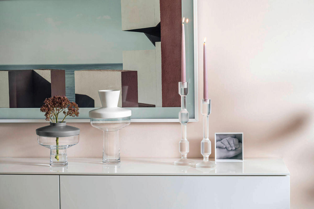 DEKOVASE  - Transparent/Weiß, Basics, Glas/Keramik (21/36/21cm) - Leonardo