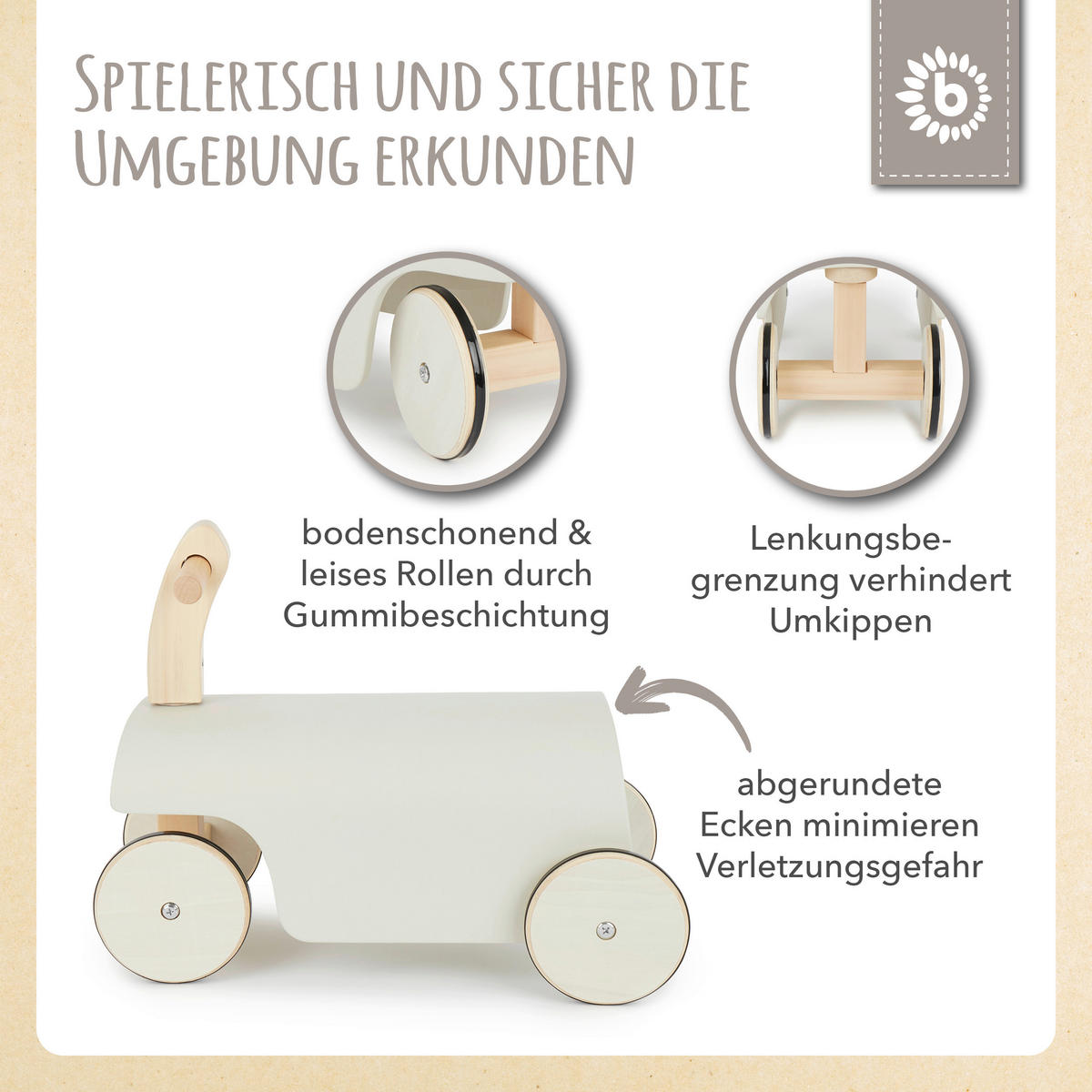 RUTSCHFAHRZEUG SCANDI  - Naturfarben/Weiß, KONVENTIONELL, Holz (46/26/38cm)