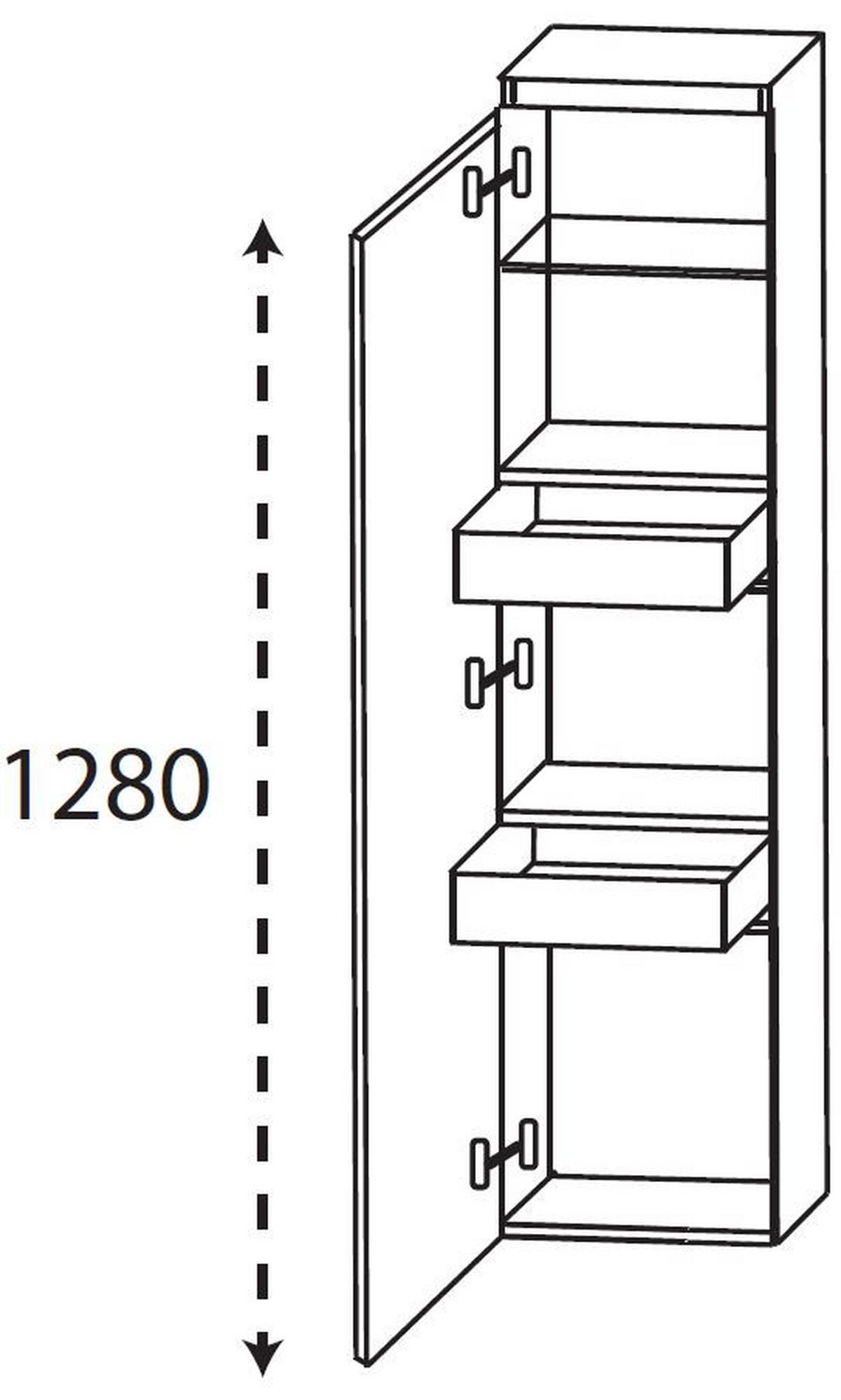 MIDISCHRANK 40/131/33 cm  - Graublau/Eichefarben, KONVENTIONELL, Glas/Holzwerkstoff (40/131/33cm) - b-collection
