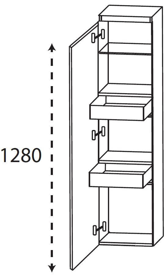 Thumbnail - b-collection Midischrank B-Solid, Graublau, Eiche, Glas, 1 Fächer, 2 Schubladen, 40x131x33 cm, Goldenes M, Made in Germa...