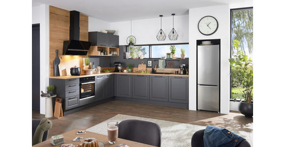 EINBAUKÜCHE   - Eichefarben/Graphitfarben, Design, Holzwerkstoff - Dieter Knoll