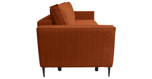 SCHLAFSOFA Cord Rostfarben  inkl. Rückenkissen, Bettkasten, Schlaffunktion, Rücken echt, Liegefläche im Originalstoff  - Rostfarben/Schwarz, KONVENTIONELL, Textil/Metall (222/93/98cm) - Carryhome