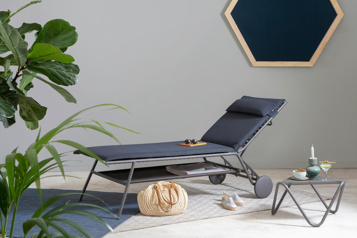 GARTENLIEGE 80/48/200 cm  - Dunkelgrau, Basics, Textil/Metall (80/48/200cm) - Lafuma Mobilier
