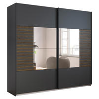 SCHWEBETÜRENSCHRANK 226/210/62 cm 2-türig Dunkelgrau, Eiche dunkel  - Eiche dunkel/Dunkelgrau, MODERN, Holzwerkstoff/Metall (226/210/62cm) - Rauch Möbel