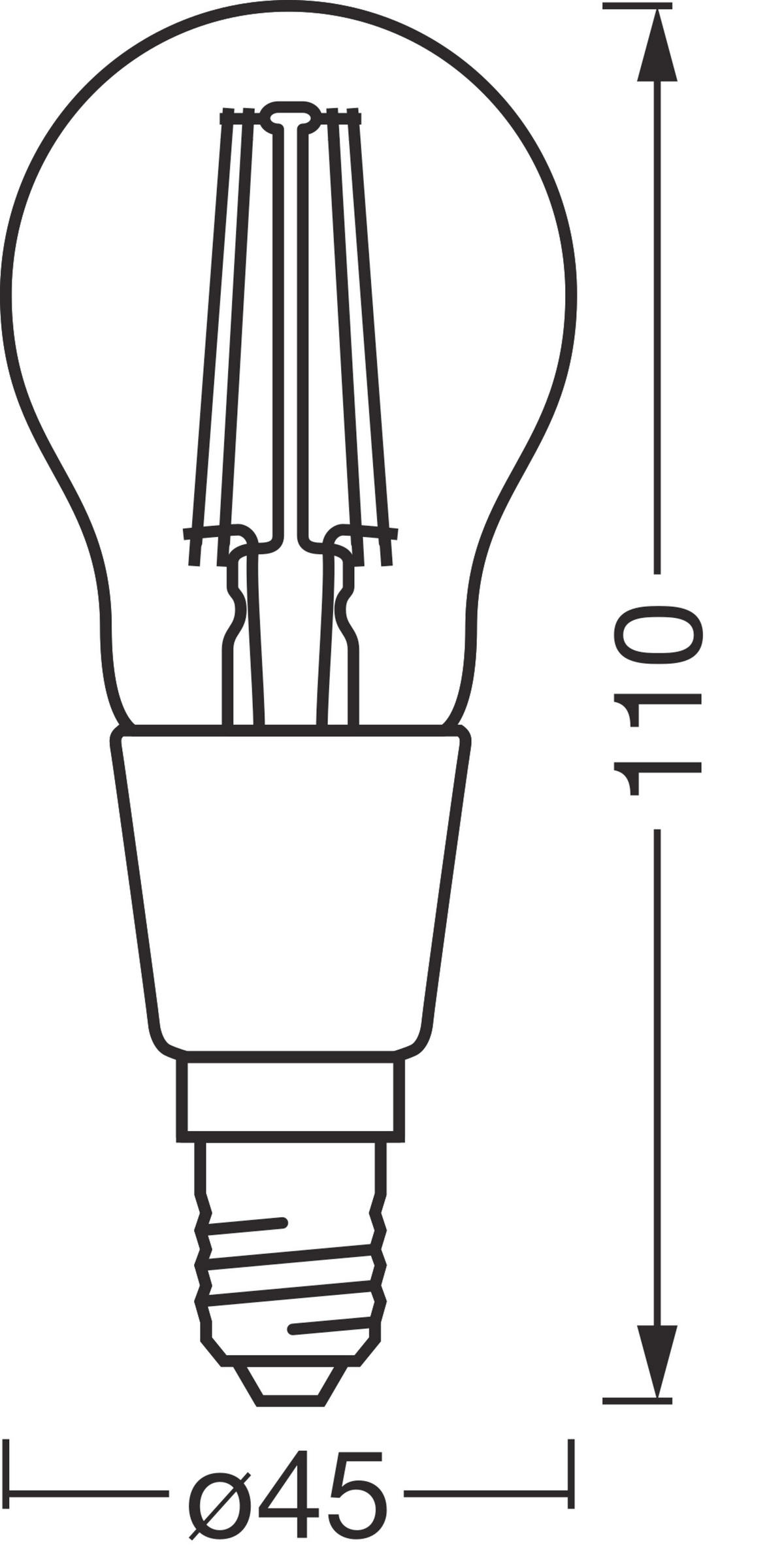 LED-FILAMENT-LEUCHTMITTEL   E14 4 W 470 lm  - Transparent, Basics, Glas (4,5/11cm) - Osram