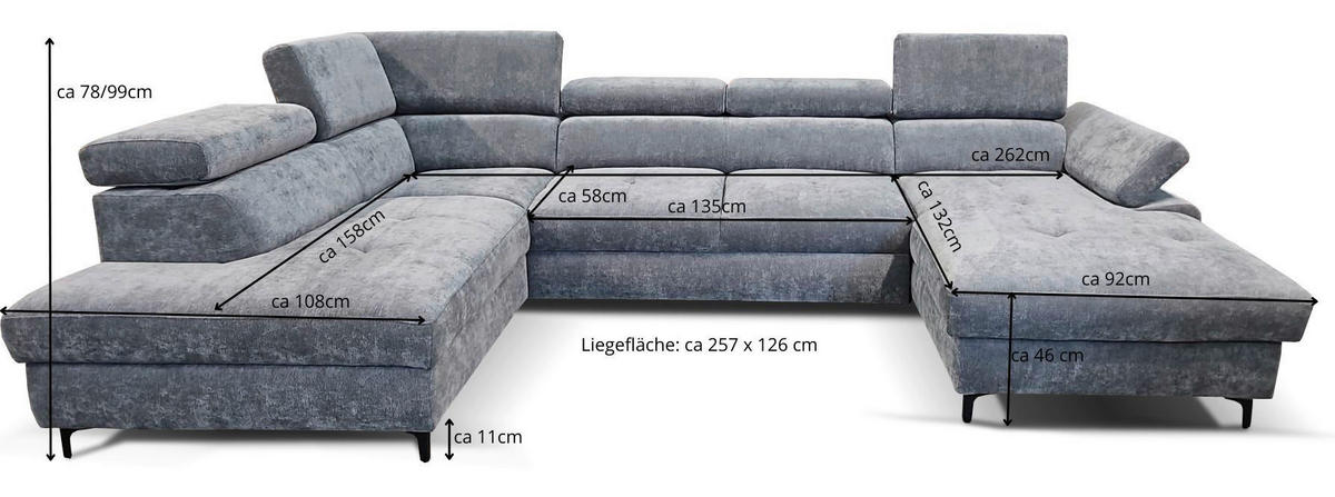 WOHNLANDSCHAFT inkl. Funktion Beige Flachgewebe  - Beige/Schwarz, MODERN, Textil/Metall (206/333/180cm) - Stylife