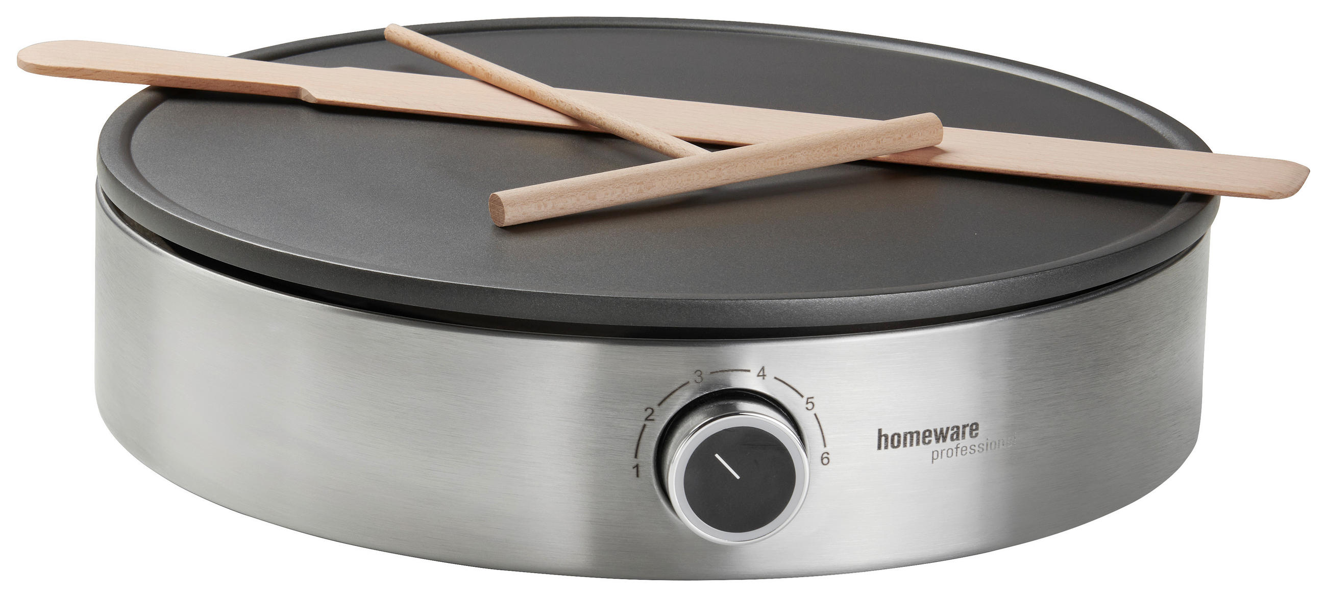 CREPESGERÄT  - Edelstahlfarben/Schwarz, KONVENTIONELL, Holz/Kunststoff (33/9cm) - Homeware Profession.